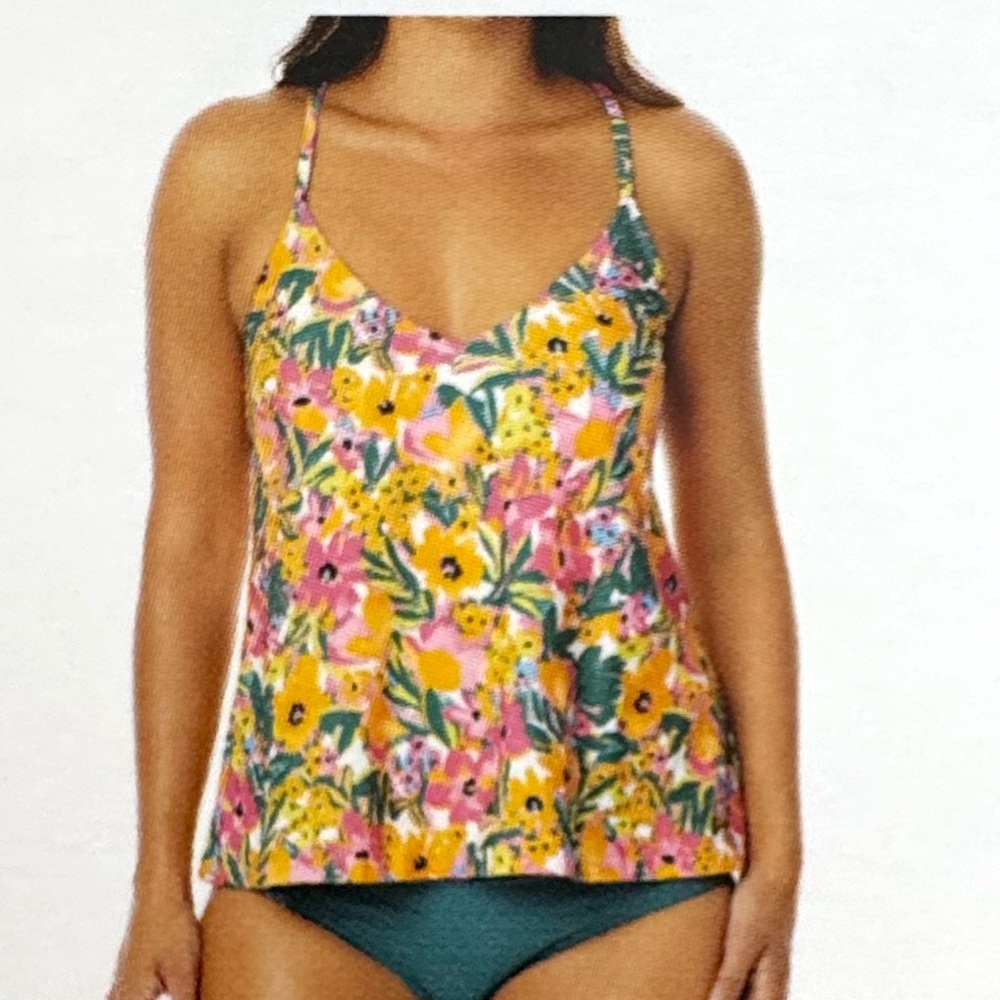 Anne Cole Floral Strappy Women's Swim Top Medium NWT